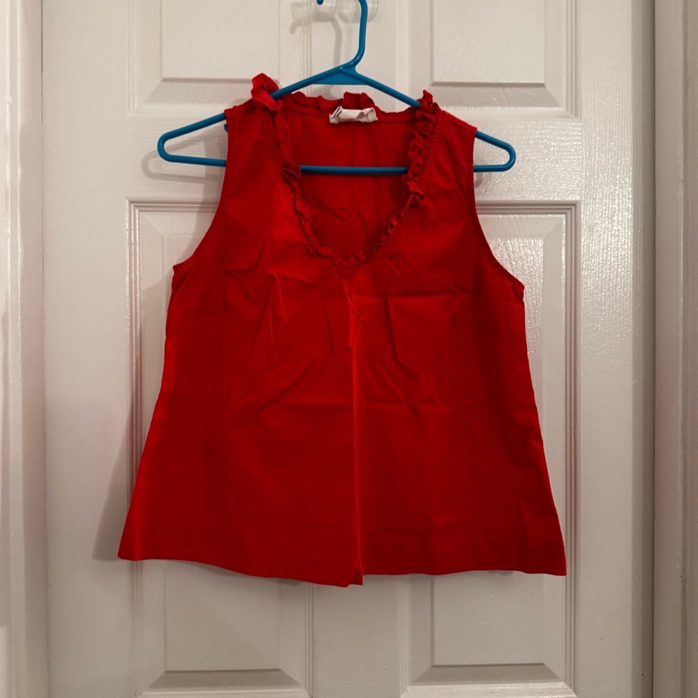 Pomander Place Red Ruffle Blouse - Picture 2 of 7